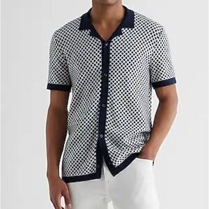 Geo Print Short Sleeve Sweater Polo